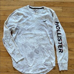 Hollister White and Black Logo Long Sleeve Tee